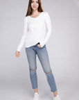 Zenana Cotton V-Neck Long Sleeve T-Shirt