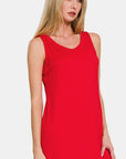 Zenana Scoop Neck Wide Strap Tank Dress