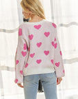 ADORA Heart Round Neck Drop Shoulder Sweater