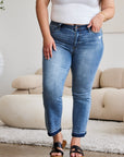 Judy Blue Full Size Release Hem Cropped Bootcut Jeans