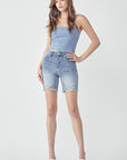 RISEN High Rise Distressed Denim Shorts