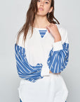 Super Lady Full Size French Terry Striped Long Sleeve Top