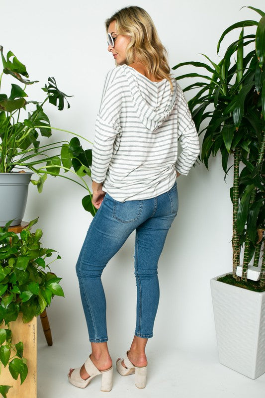 e Luna Plus Stripe Hoodie Top