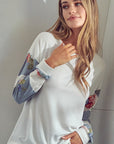 e Luna Solid Floral Mix Sweatshirt