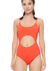 Solid Cutout One Piece Swimsuit