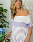 e Luna PLUS Stripe Mix One Shoulder Top