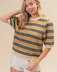 BiBi Multi Color Half Sleeve Sweater