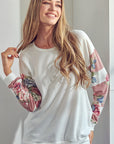 e Luna Solid Floral Mix Sweatshirt