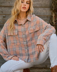 And The Why Full Size Plaid Button Up Raw Hem Shirt