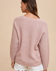 Annie Wear HELLO Embroidered Raglan Sleeve Sweater