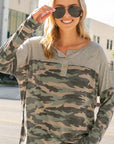 e Luna Camouflage Henley Top