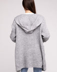 Zenana Hooded Open Front Sweater Cardigan