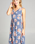 e Luna Floral Terry Babydoll Casual Dress