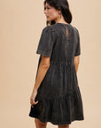 Annie Wear Mineral Washed Round Neck Short Sleeve Denim Dress