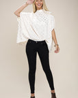 Batwing Sleeve Mock Neck Blouse