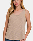 Zenana Curved Hem Round Neck Tank