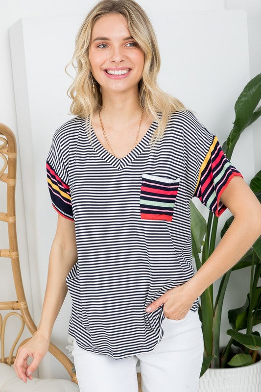 e Luna PLUS Multi Striped Boxy Top