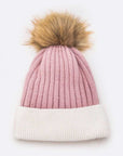 Raccoon Fur PomPom 2 Tone Beanie