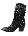 Savant Diamante & Rhinestones Denim Boots