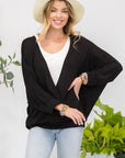 Celeste Full Size Contrast Round Neck Top with Two Layer Detail