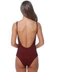 Solid Ribbed One Piece Swimsuit with Buttons