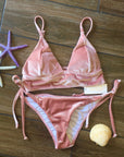 Solid Velvet Halter Bikini Set