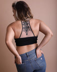 Plus Size Tattoo Mesh Racerback Bralette - Online Only