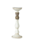Ivory Candle Holder with Wood Accent (Set of 3)