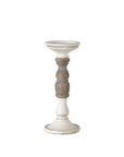 Ivory Candle Holder with Wood Accent (Set of 3)