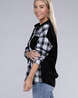 Plaid Flap Drop Shoulder Shacket