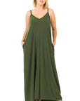 Zenana Plus V-Neck Cami Maxi Dress - Online Only