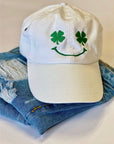 Smiley Shamrock Embroidered Hat