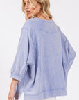 SAGE + FIG Mineral Washed Side Slit Round Neck Sweatshirt