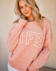 And The Why WIFEY & Heart Round Neck Sweater