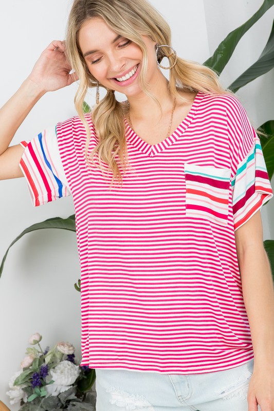 e Luna PLUS Multi Striped Boxy Top