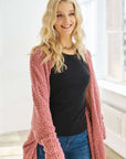 ADORA Popcorn Knit Open Front Long Sleeve Cardigan