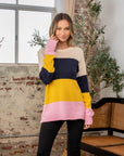 Sew In Love Full Size Color Block Exposed Seam Sweater