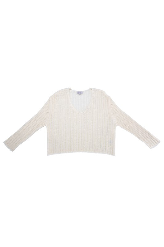 Lilou Variegated Rib V-Neck Sweater