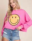 Jade By Jane Smiley Face Long Sleeve Crop Top