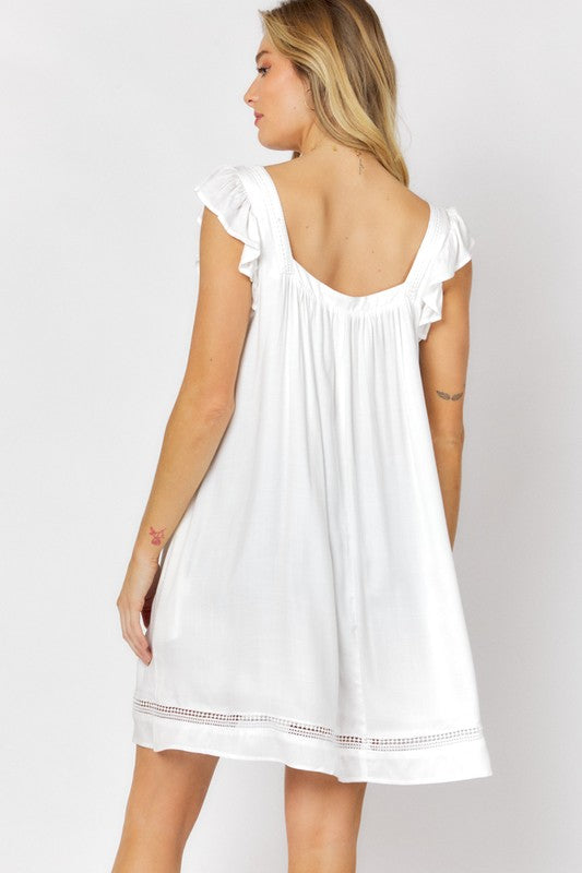 Davi &amp; Dani Embroidered Square Neck Mini Dress