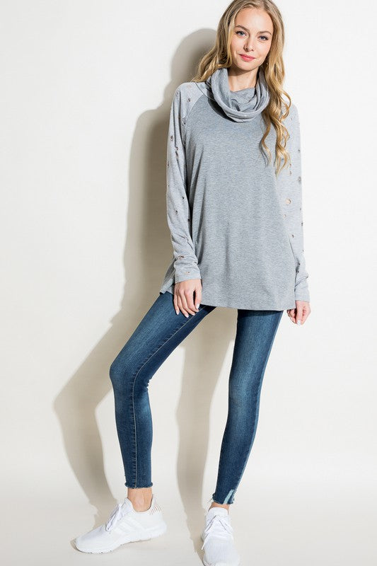 Distressed Terry Mix Tunic