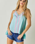 Davi & Dani Printed Sleeveless Ruffle Tank Top