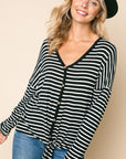 e Luna Striped Button Down Top