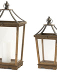 Natural Wooden Lantern with Open Top (Set of 2)