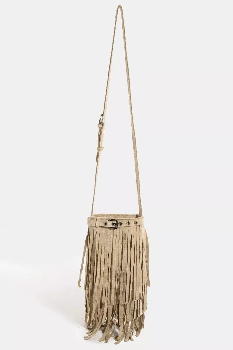 Fame Long Fringe Bucket Shoulder Bag