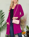 Celeste Full Size Open Front Cardigan with Pockets