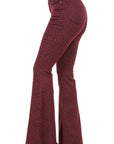 GJG Denim Leopard Bell Bottom Jean in Burgundy