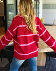 Haptics Collared Neck Striped Contrast Sweater