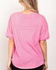 VERY J Twisted Sleeve Band Half Button Top