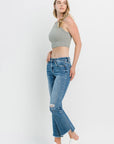 Vervet by Flying Monkey Full Size Mid Rise Distressed Cropped Flare Jeans